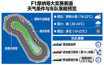F1摩纳哥大奖赛赛道天气条件与车队策略预览